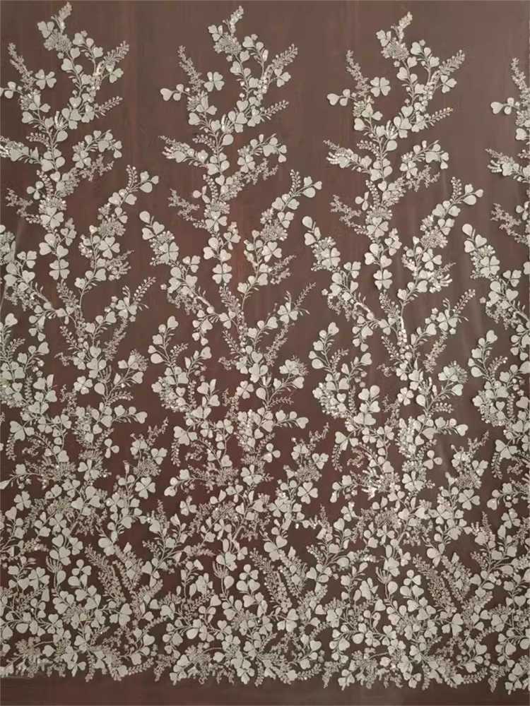 Beaded Bridal Lace Fabric - 3D Floral Wedding Lace Fabric | GTIN RX019