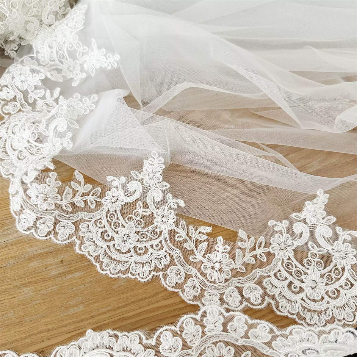 Bridal Lace Trim - Corded Embroidered Wedding Lace Trim | GTIN SX163