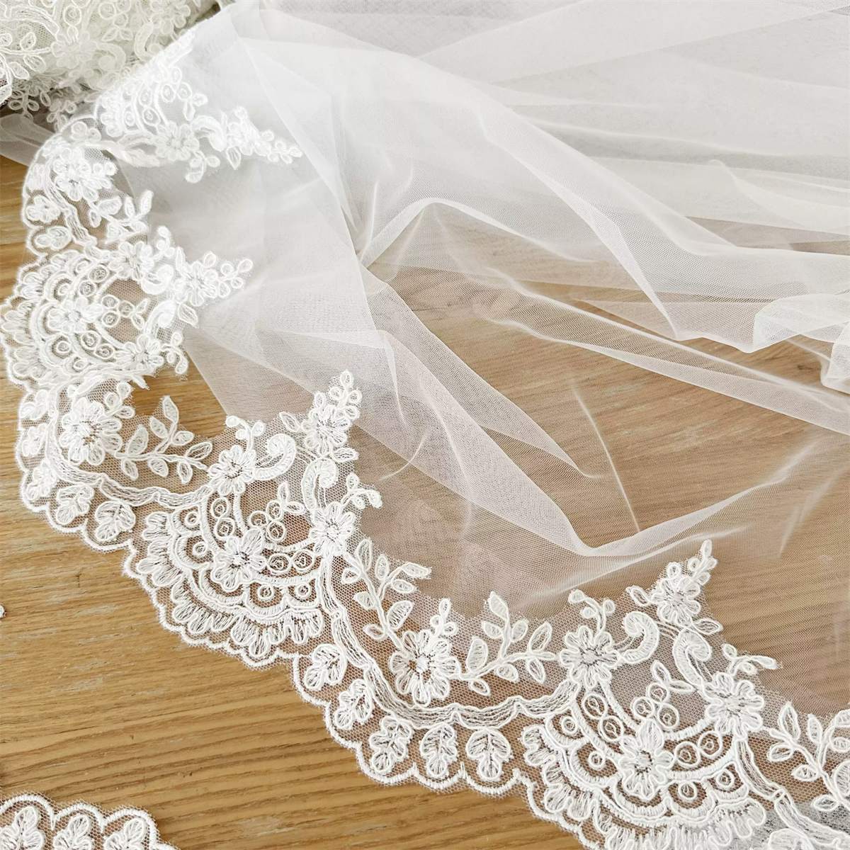 Bridal Lace Trim - Corded Embroidered Wedding Lace Trim | GTIN SX163