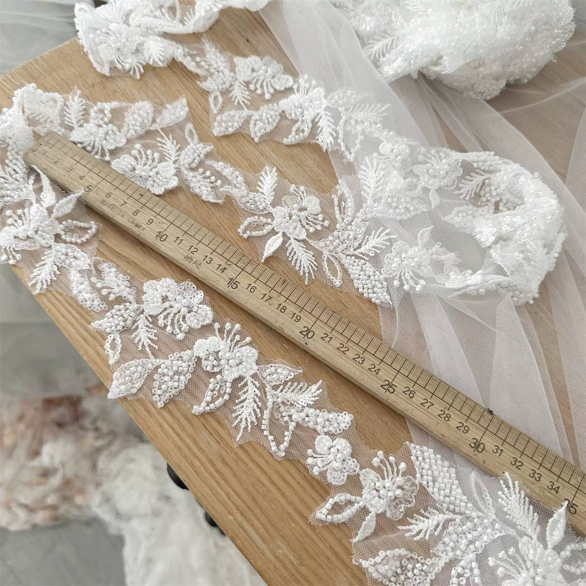 Bridal Lace Trim - Embroidered Beaded Wedding Lace Trim | GTIN SX181