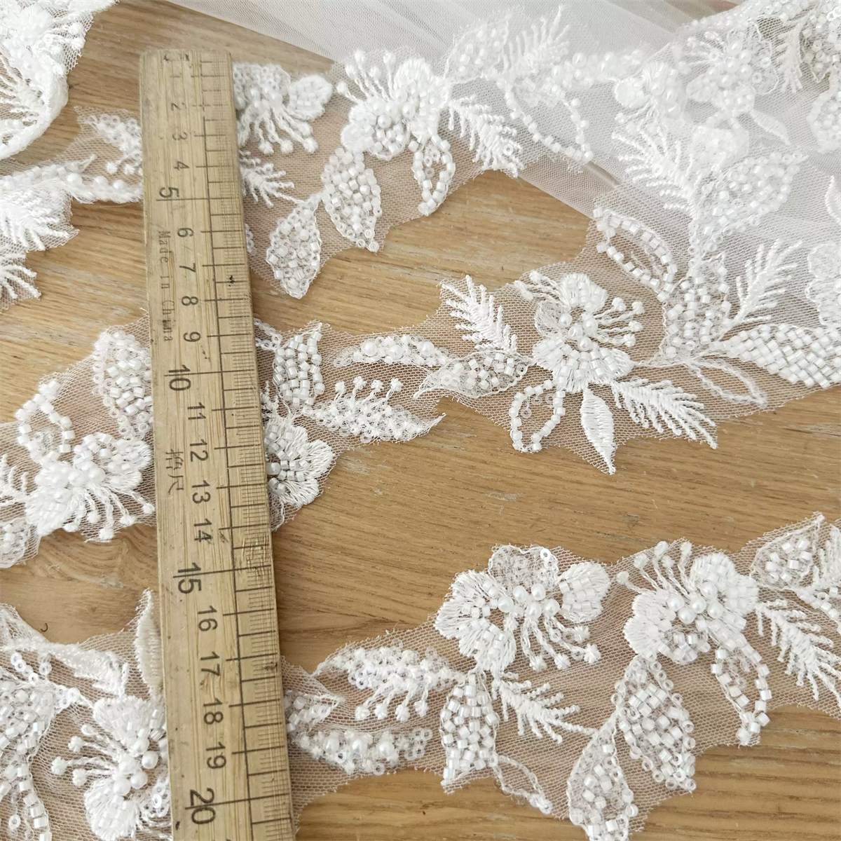 Bridal Lace Trim - Embroidered Beaded Wedding Lace Trim | GTIN SX181