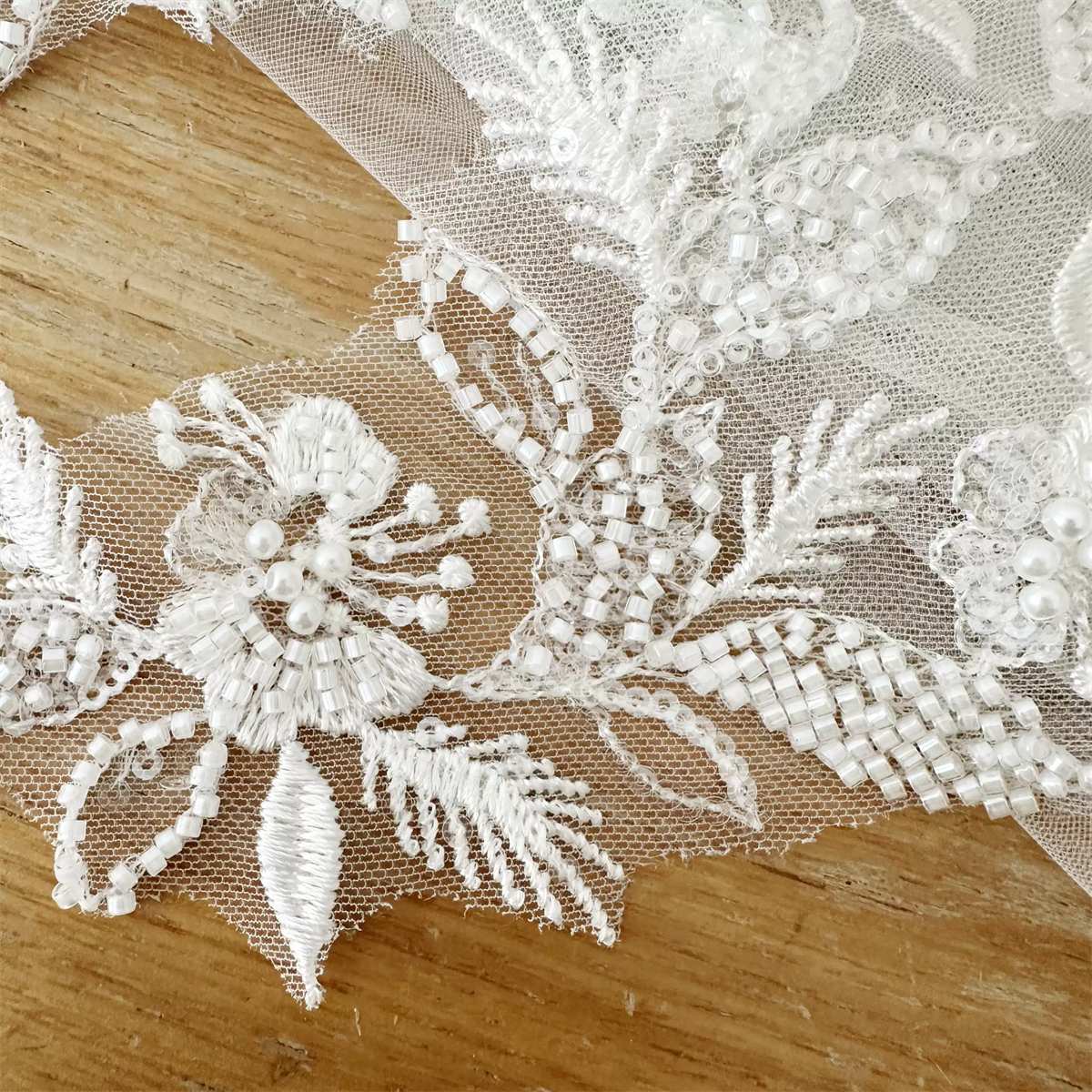 Bridal Lace Trim - Embroidered Beaded Wedding Lace Trim | GTIN SX181