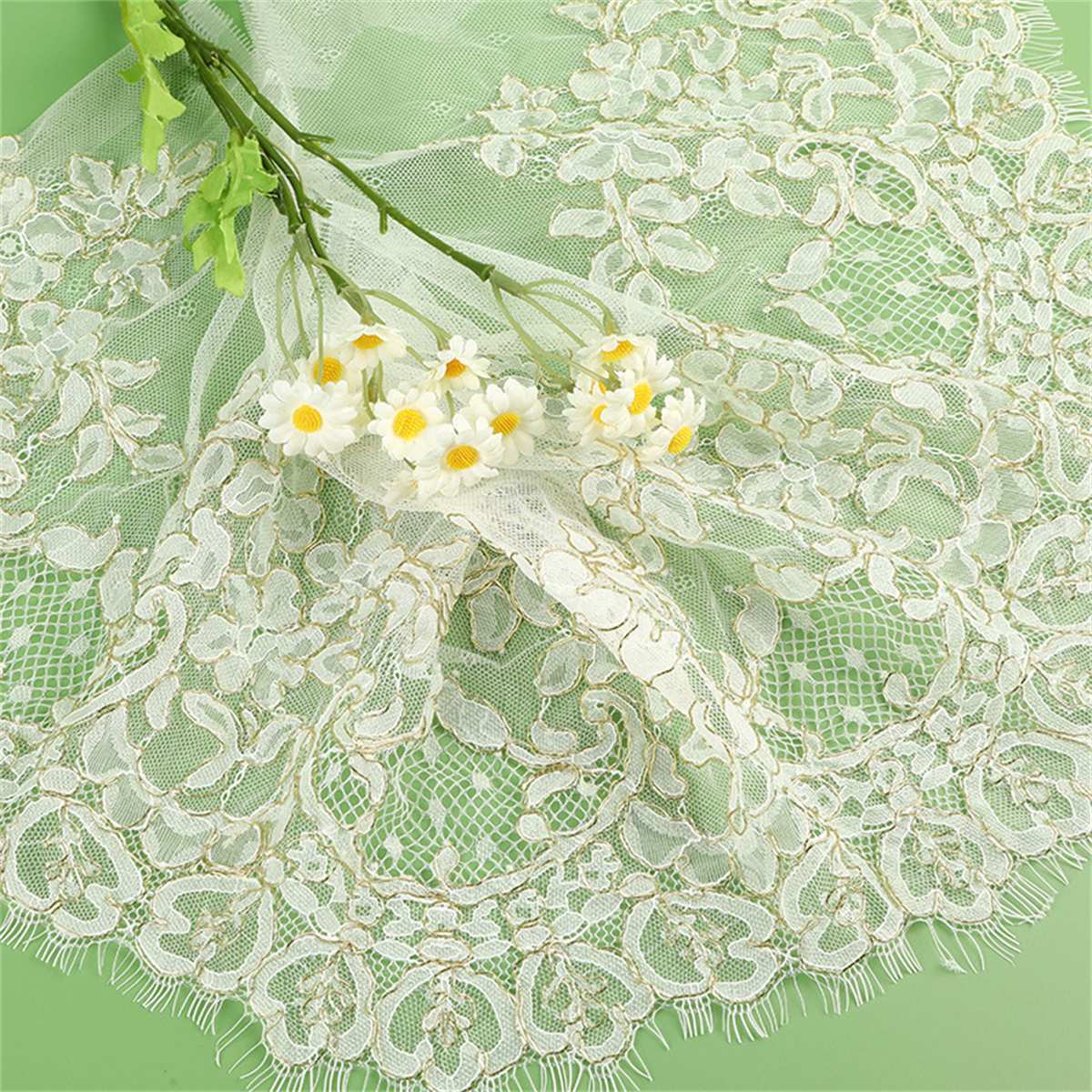 Bridal Lace Trim - Corded Chantilly Wedding Lace Trim | GTIN YK035