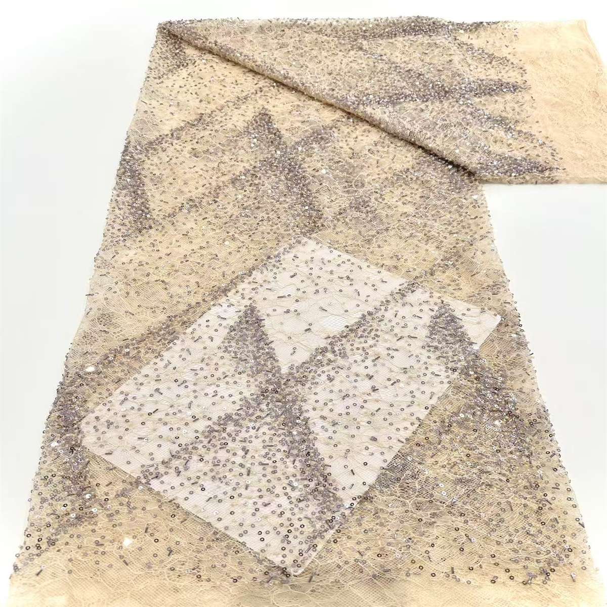 Embellished Beaded Tulle Lace Fabric With Beads | GTIN HN145