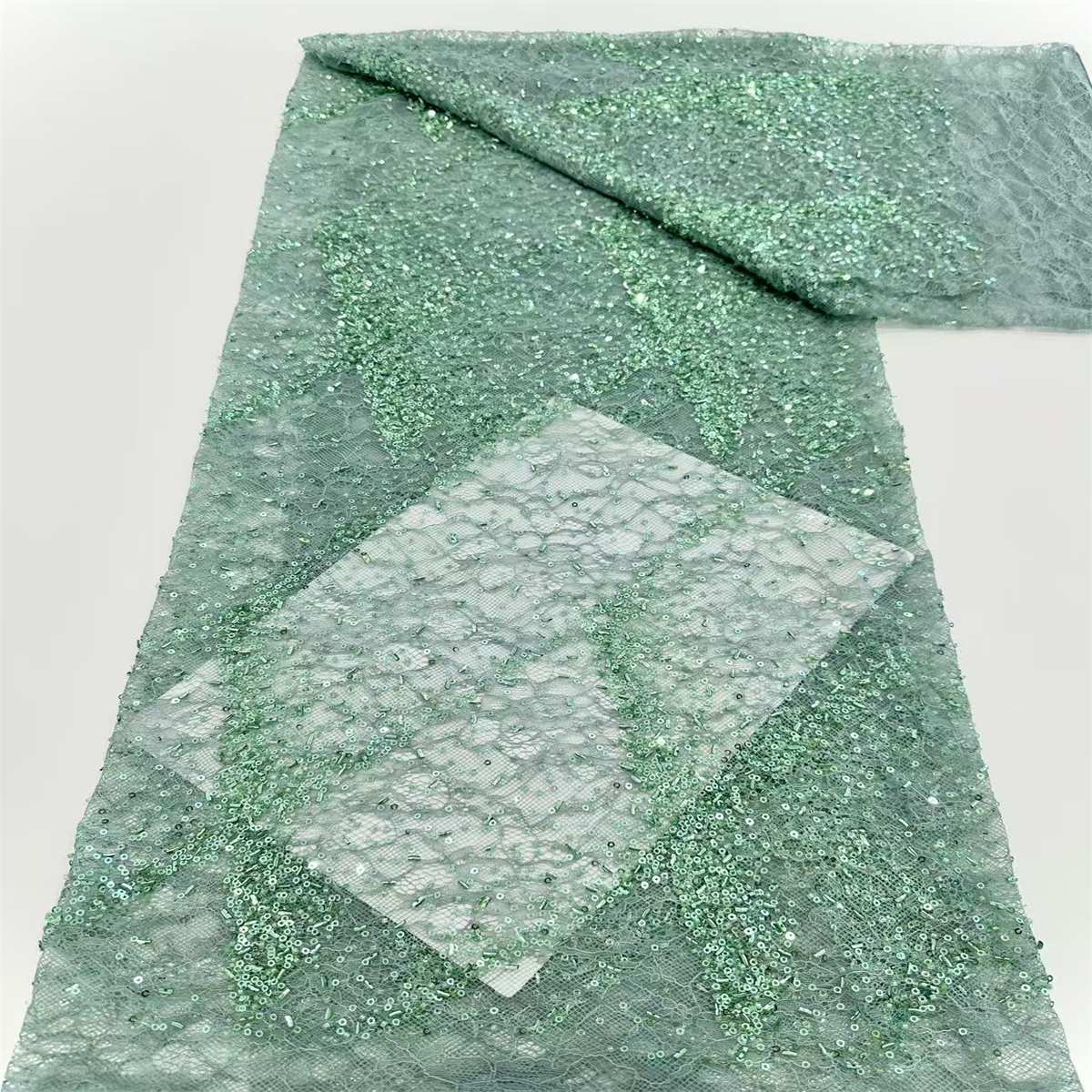 Embellished Beaded Tulle Lace Fabric With Beads | GTIN HN145