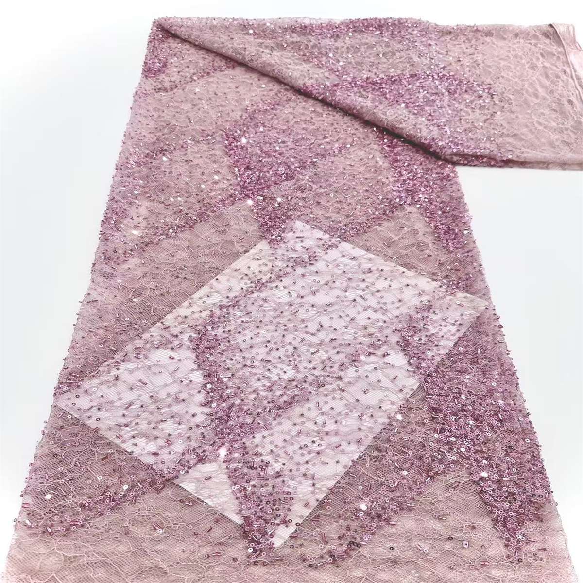Embellished Beaded Tulle Lace Fabric With Beads | GTIN HN145