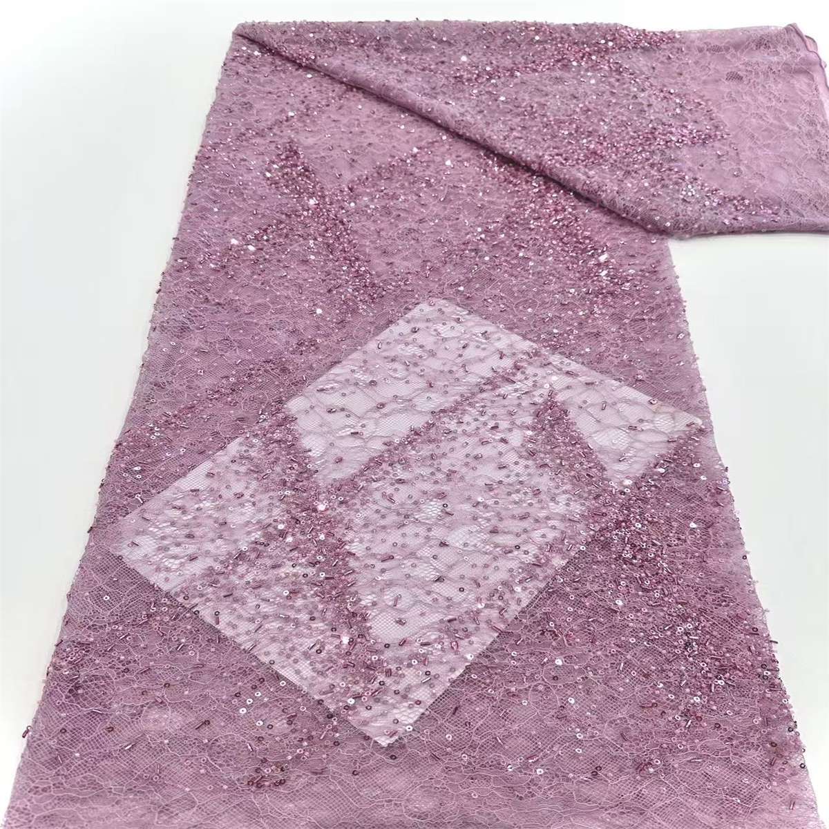 Embellished Beaded Tulle Lace Fabric With Beads | GTIN HN145