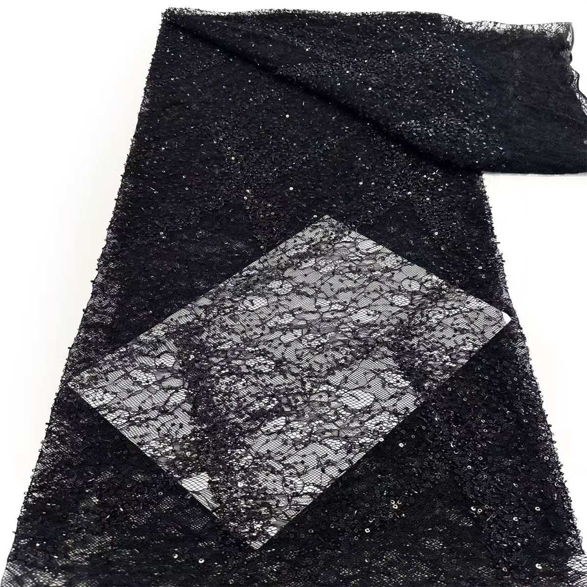 Embellished Beaded Tulle Lace Fabric With Beads | GTIN HN145