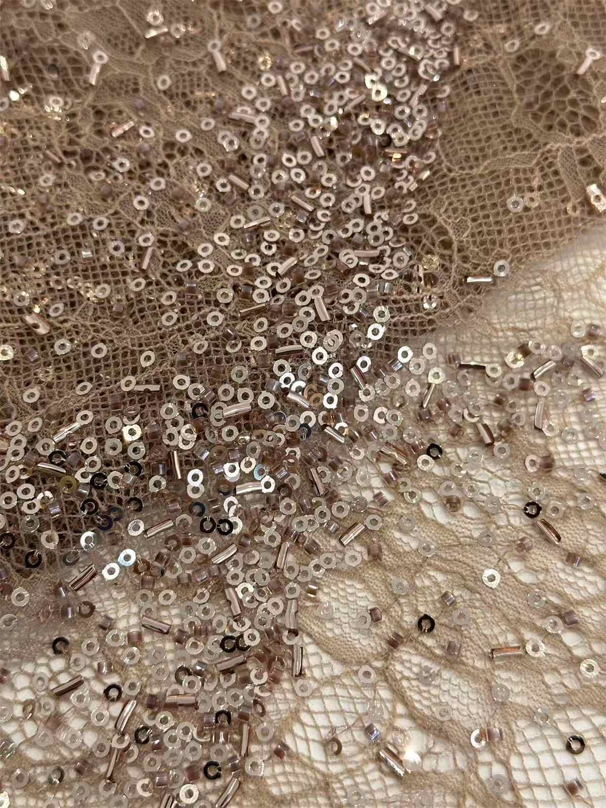 Embellished Beaded Tulle Lace Fabric With Beads | GTIN HN145