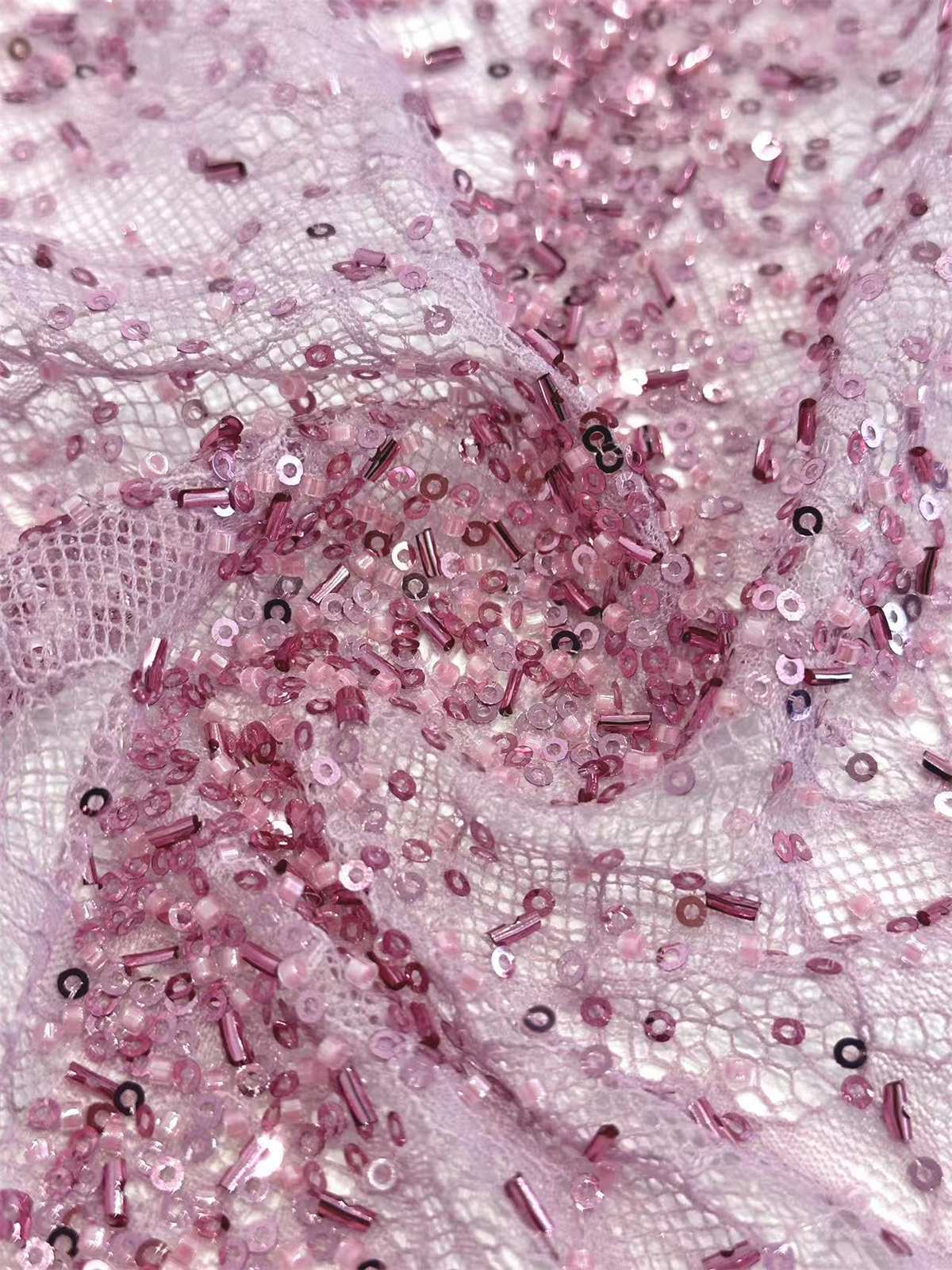 Embellished Beaded Tulle Lace Fabric With Beads | GTIN HN145