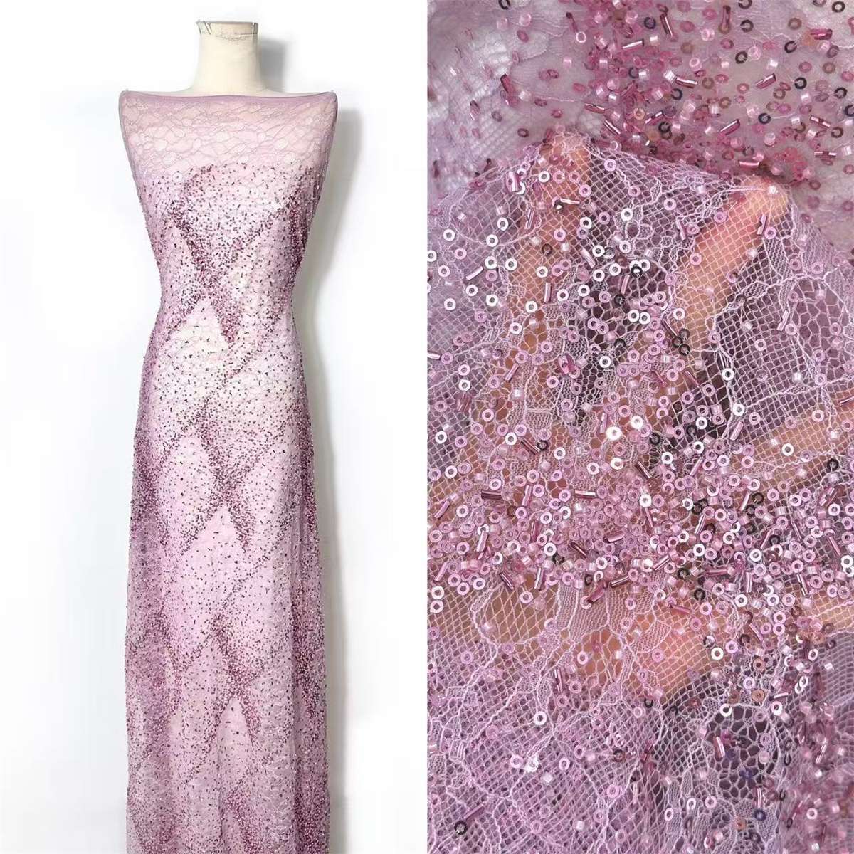 Embellished Beaded Tulle Lace Fabric With Beads | GTIN HN145