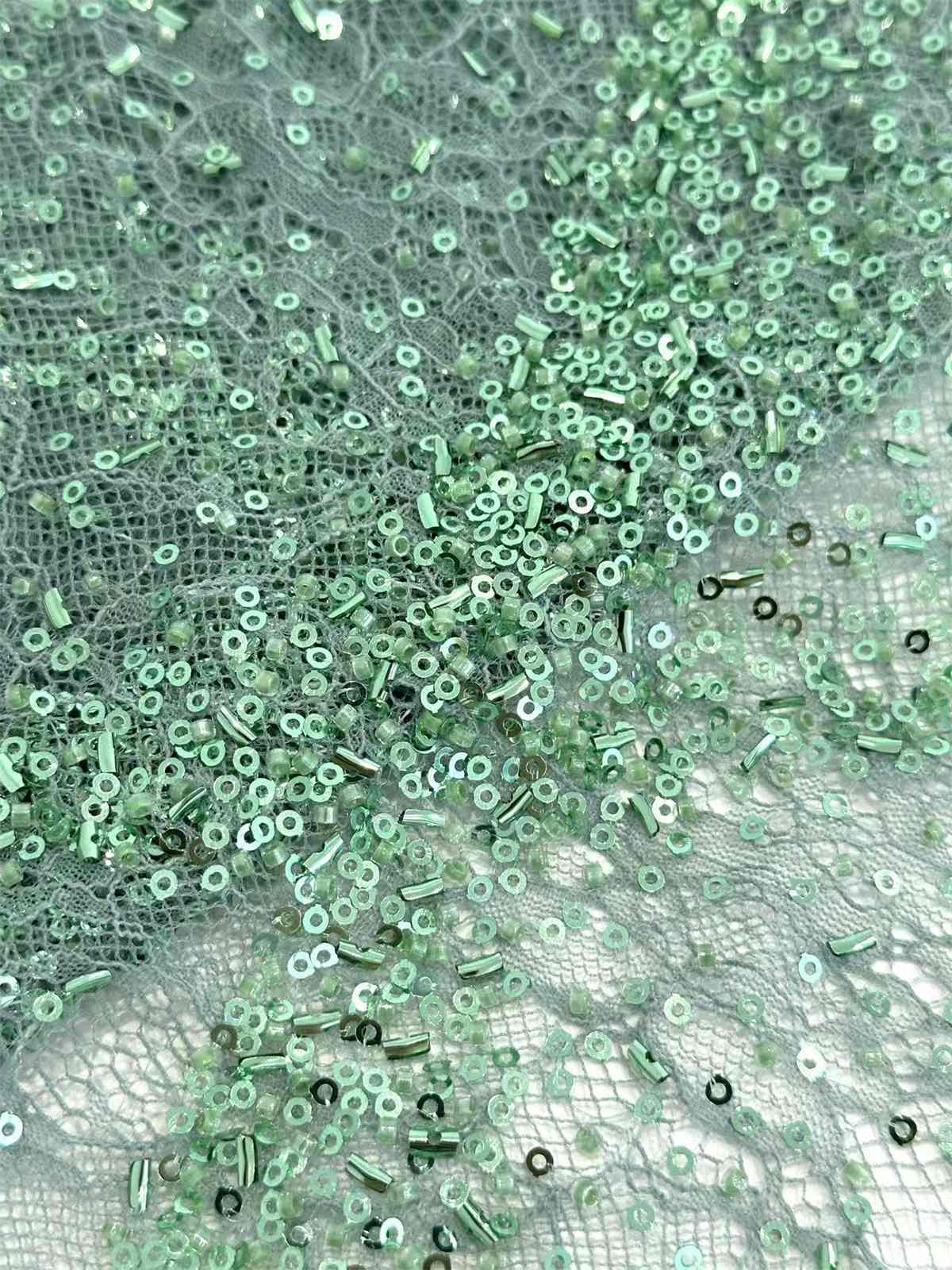 Embellished Beaded Tulle Lace Fabric With Beads | GTIN HN145
