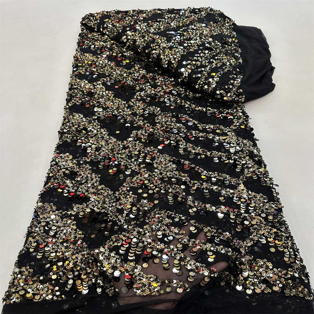 Embellished Beaded Tulle Lace Fabric With Beads | GTIN JJ037