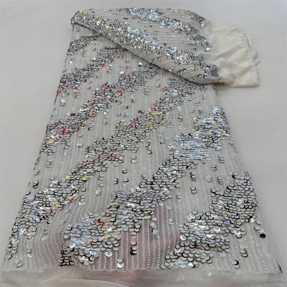 Embellished Beaded Tulle Lace Fabric With Beads | GTIN JJ039