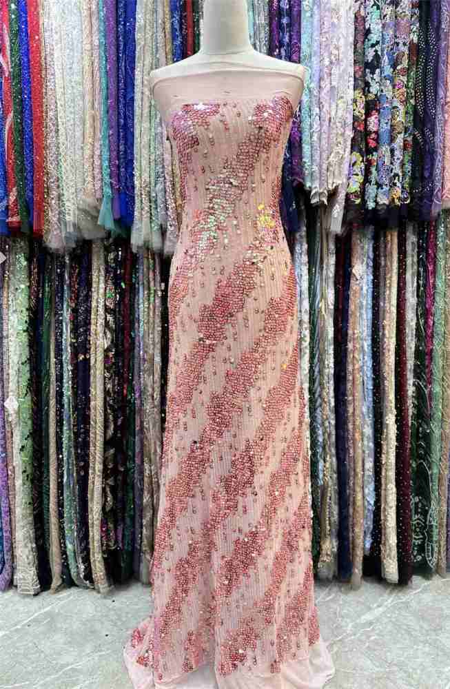 Embellished Beaded Tulle Lace Fabric With Beads | GTIN JJ039