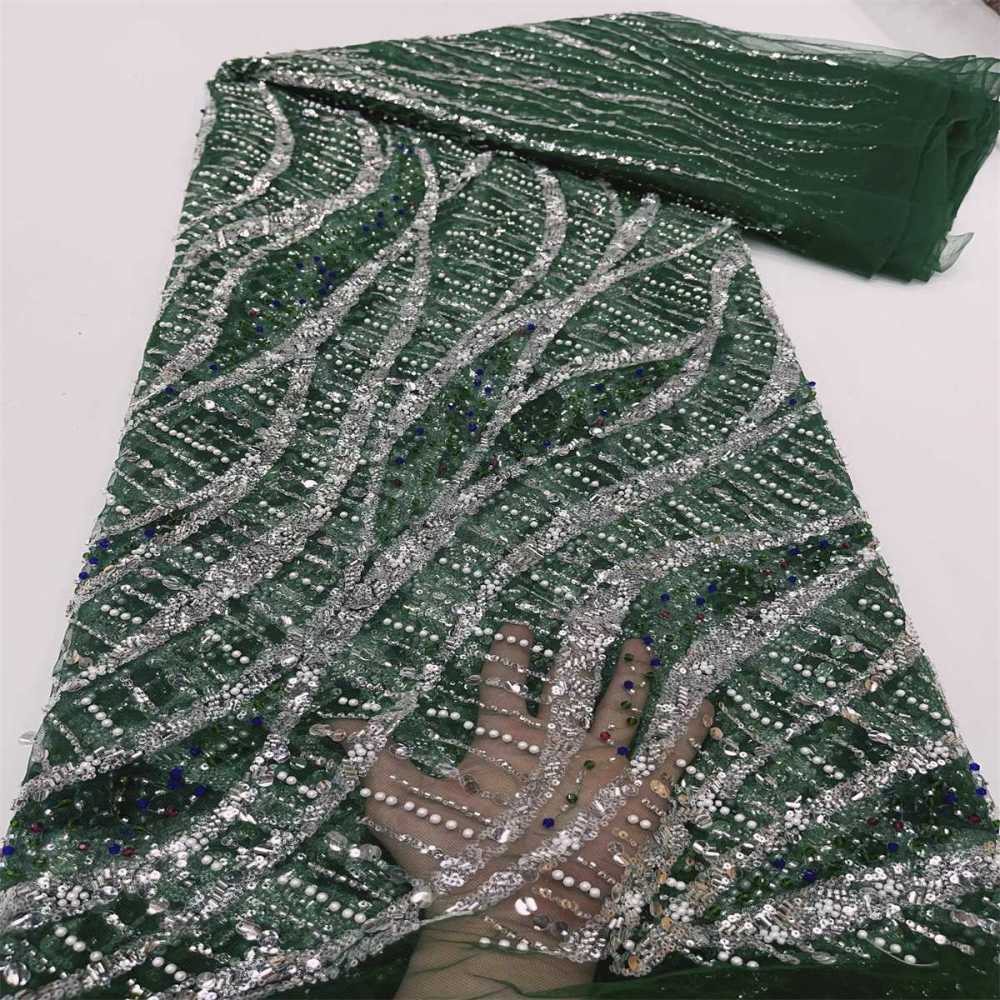 Embellished Beaded Tulle Lace Fabric With Beads | SKU ZT056