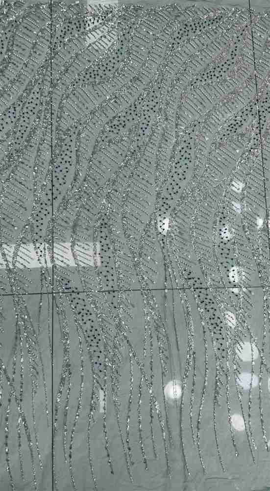 Embellished Beaded Tulle Lace Fabric With Beads | SKU ZT056