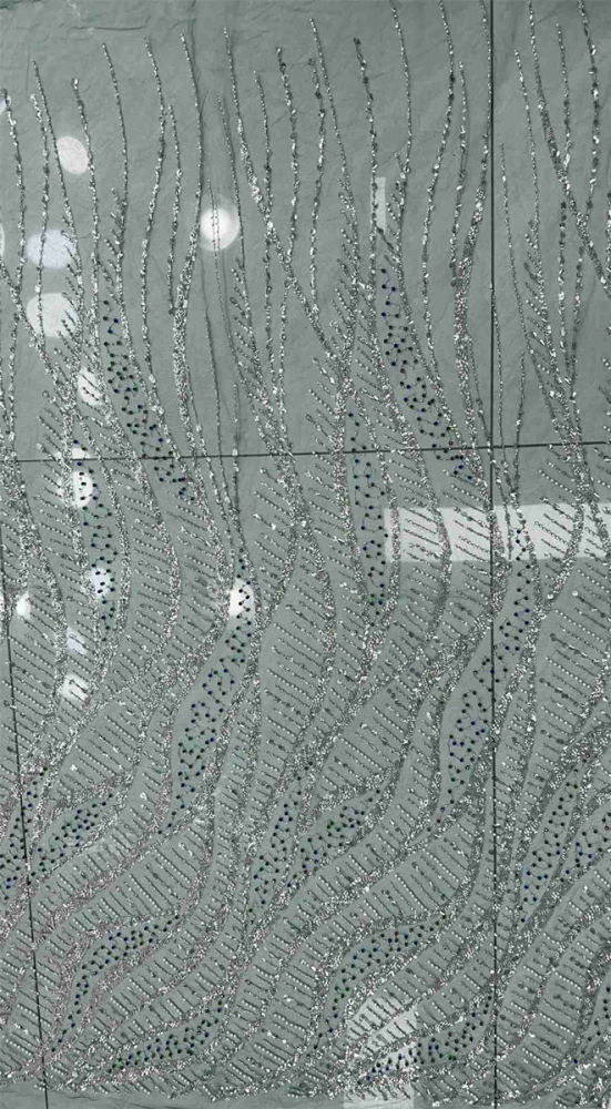 Embellished Beaded Tulle Lace Fabric With Beads | SKU ZT056