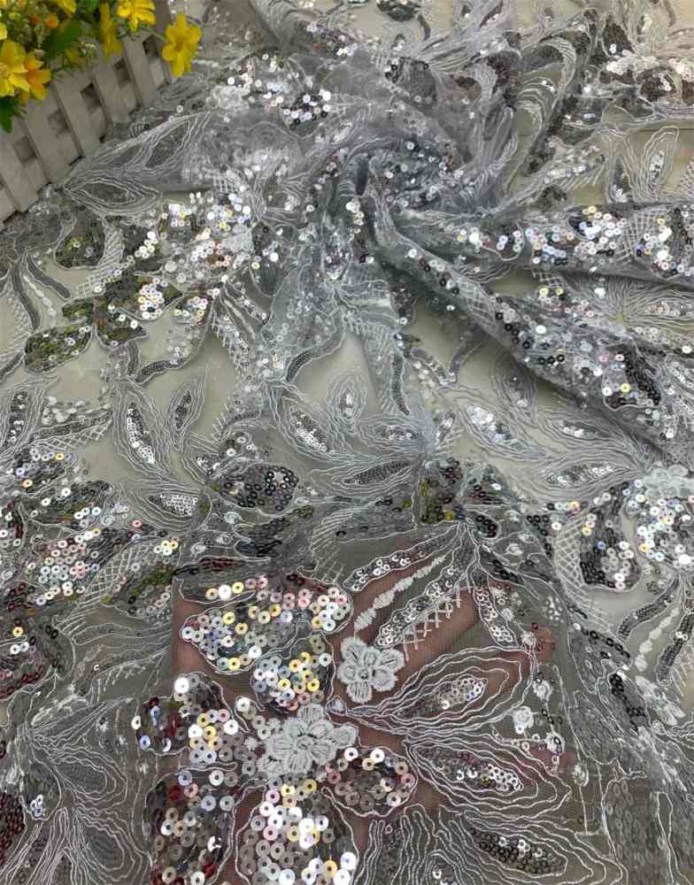 Embroidered Sequin Fabric - Corded Lace Fabric | MPN DX028