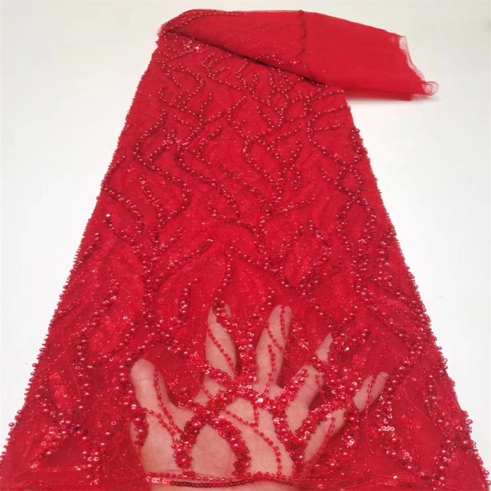 Embellished Beaded Tulle Lace Fabric With Beads | GTIN JX116