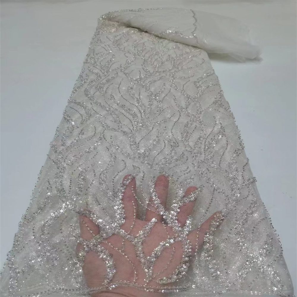 Embellished Beaded Tulle Lace Fabric With Beads | GTIN JX116
