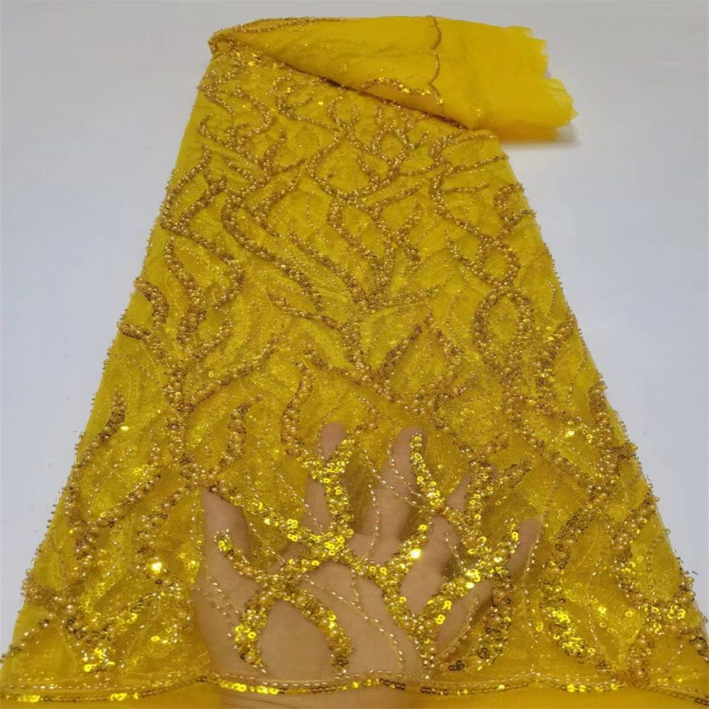 Embellished Beaded Tulle Lace Fabric With Beads | GTIN JX116