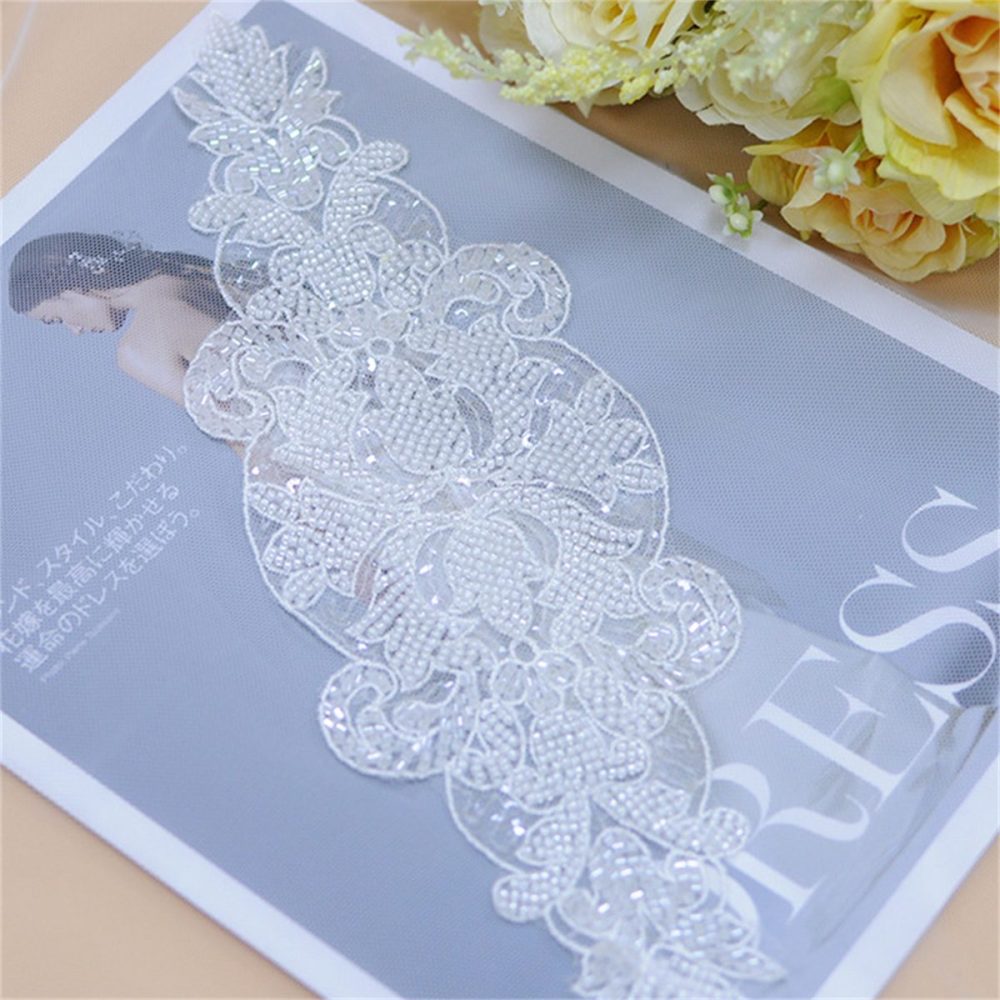 Bridal Lace Applique - Beaded Wedding Lace Applique | XB2010