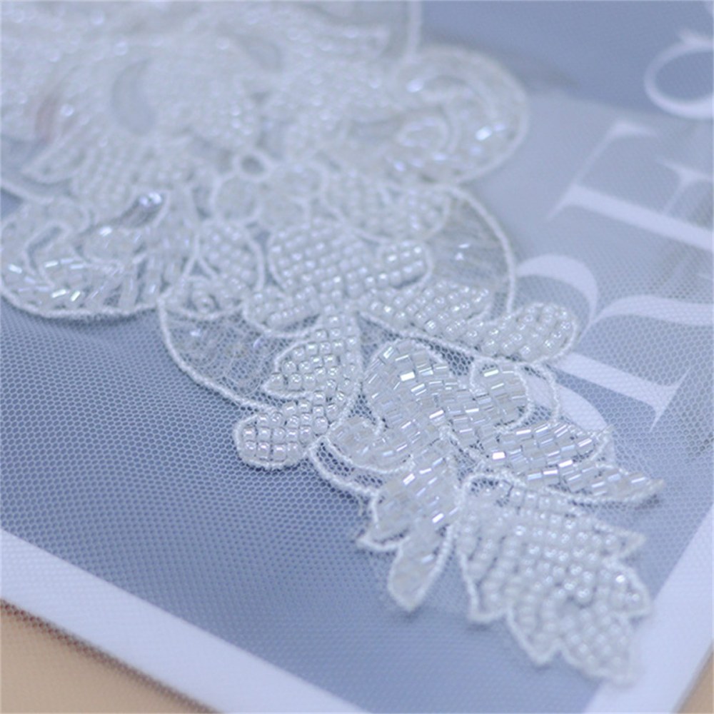 Bridal Lace Applique - Beaded Wedding Lace Applique | XB2010
