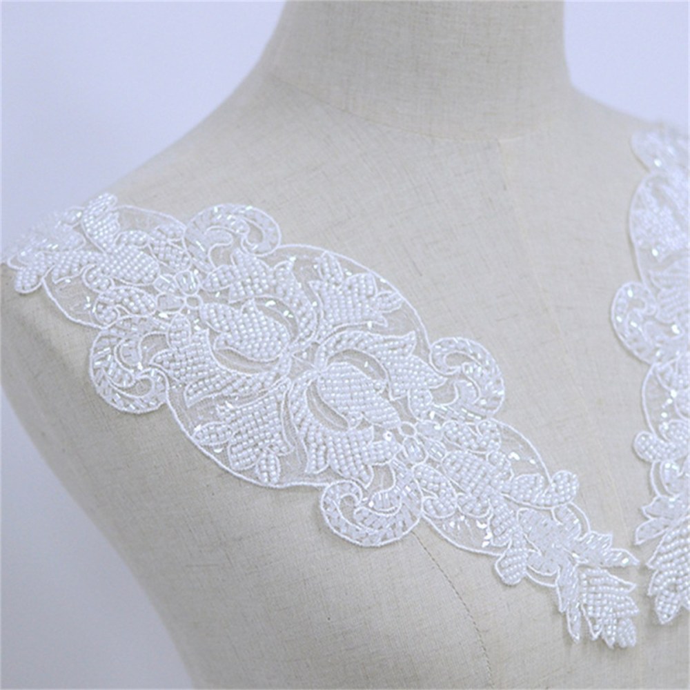 Bridal Lace Applique - Beaded Wedding Lace Applique | XB2010