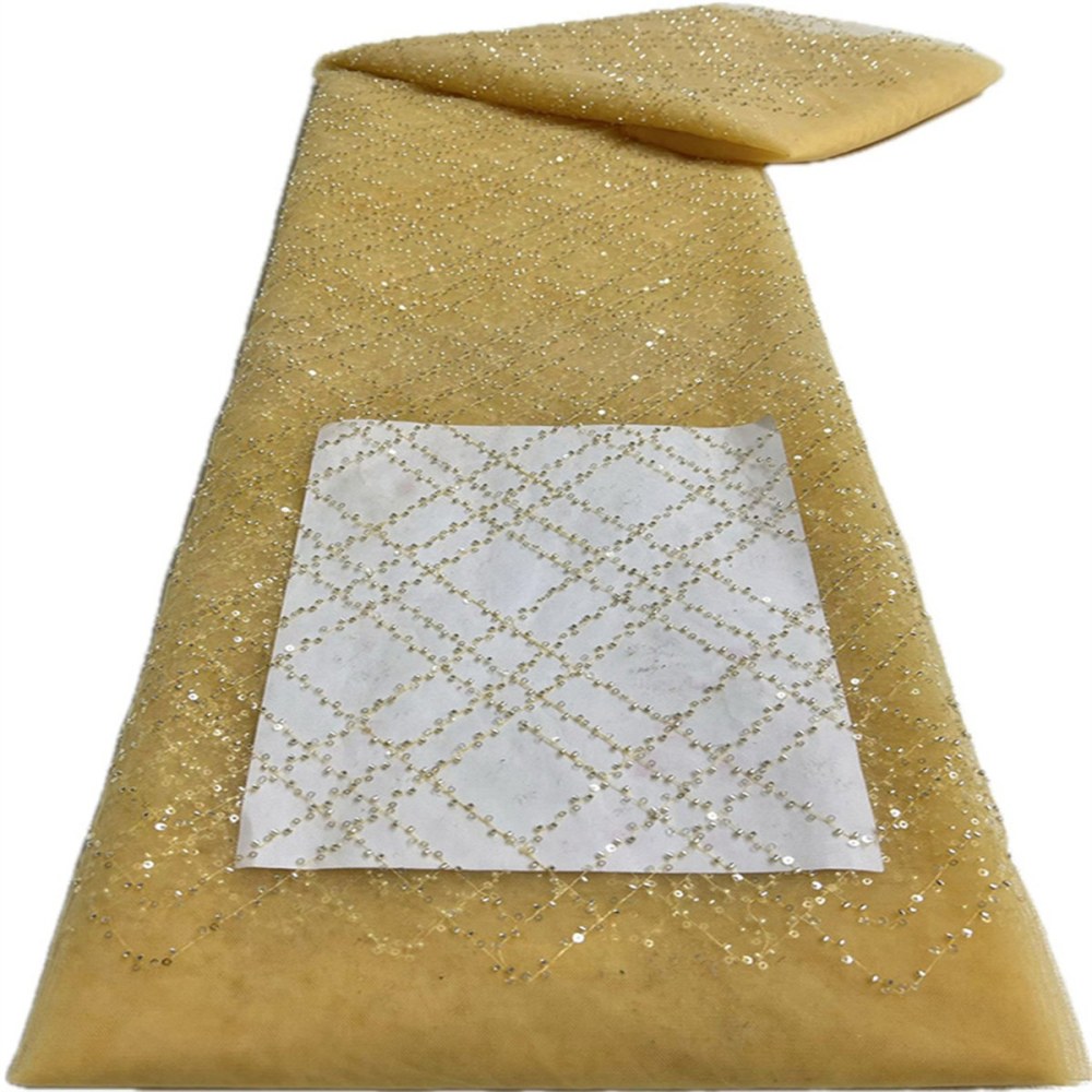 Embellished Beaded Tulle Lace Fabric With Beads | GTIN NA017