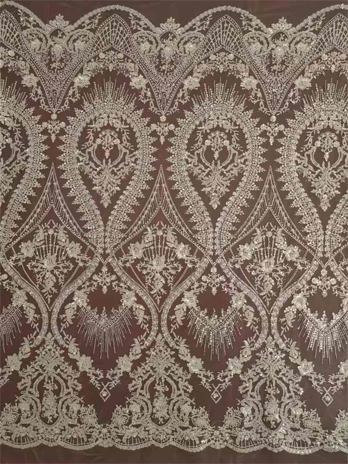 Bridal Lace Fabric - Embroidered Beaded Tulle Wedding Lace Fabric | GTIN RX002