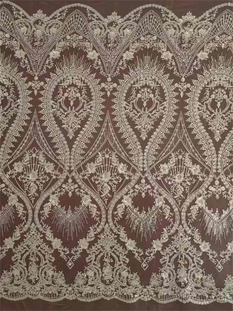 Bridal Lace Fabric - Embroidered Beaded Tulle Wedding Lace Fabric | GTIN RX002