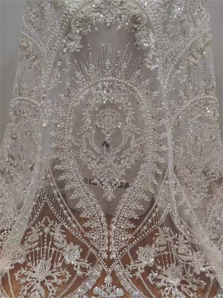 Bridal Lace Fabric - Embroidered Beaded Tulle Wedding Lace Fabric | GTIN RX002