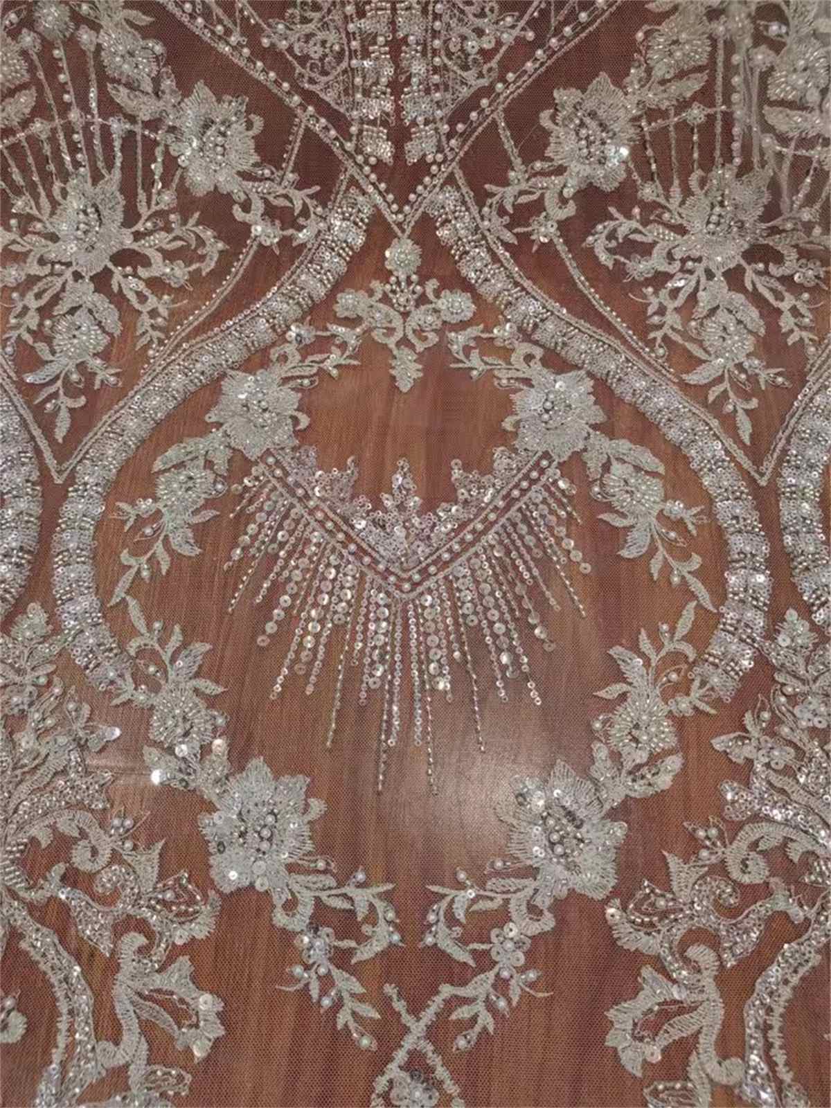 Bridal Lace Fabric - Embroidered Beaded Tulle Wedding Lace Fabric | GTIN RX002