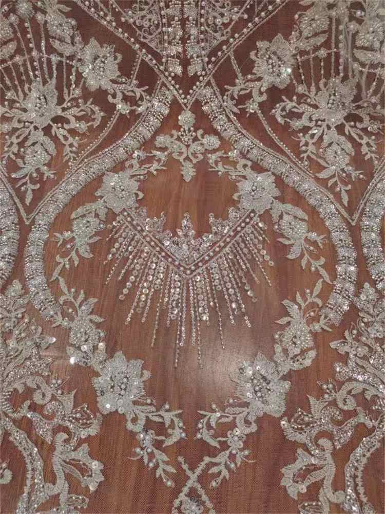 Bridal Lace Fabric - Embroidered Beaded Tulle Wedding Lace Fabric | GTIN RX002