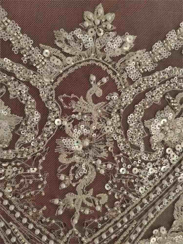 Bridal Lace Fabric - Embroidered Beaded Tulle Wedding Lace Fabric | GTIN RX002