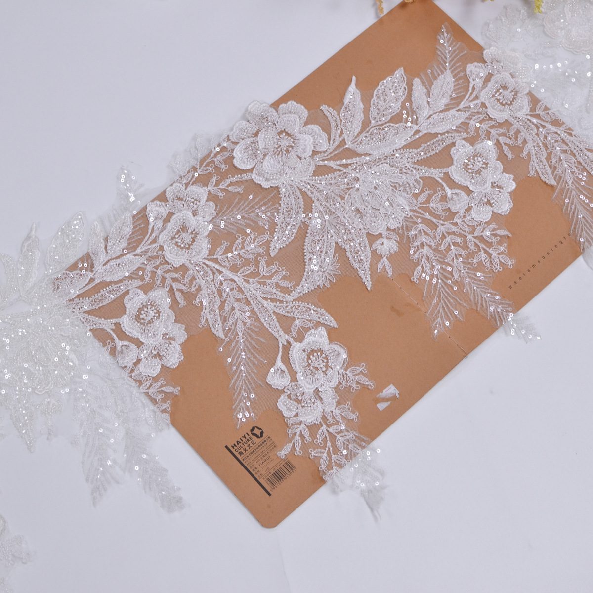 Embroidered Beaded Wedding Bridal Lace Trim | SKU XB200