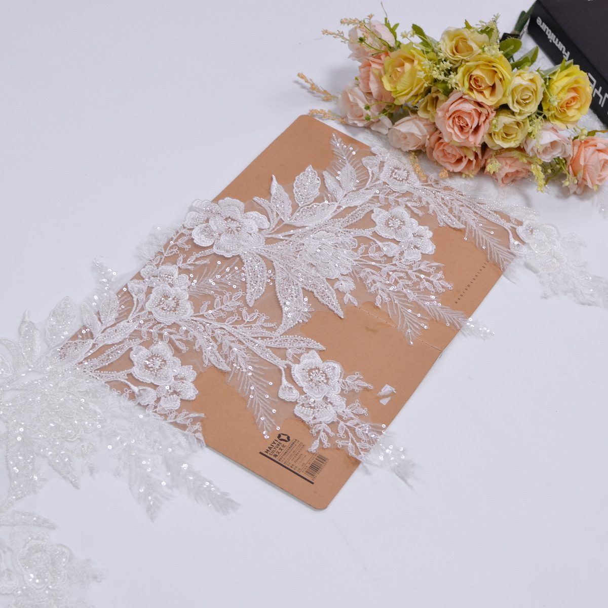 Embroidered Beaded Wedding Bridal Lace Trim | SKU XB200