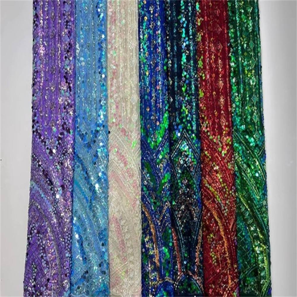 Colorful Sequin Tulle Lace Fabric | GTIN JC033