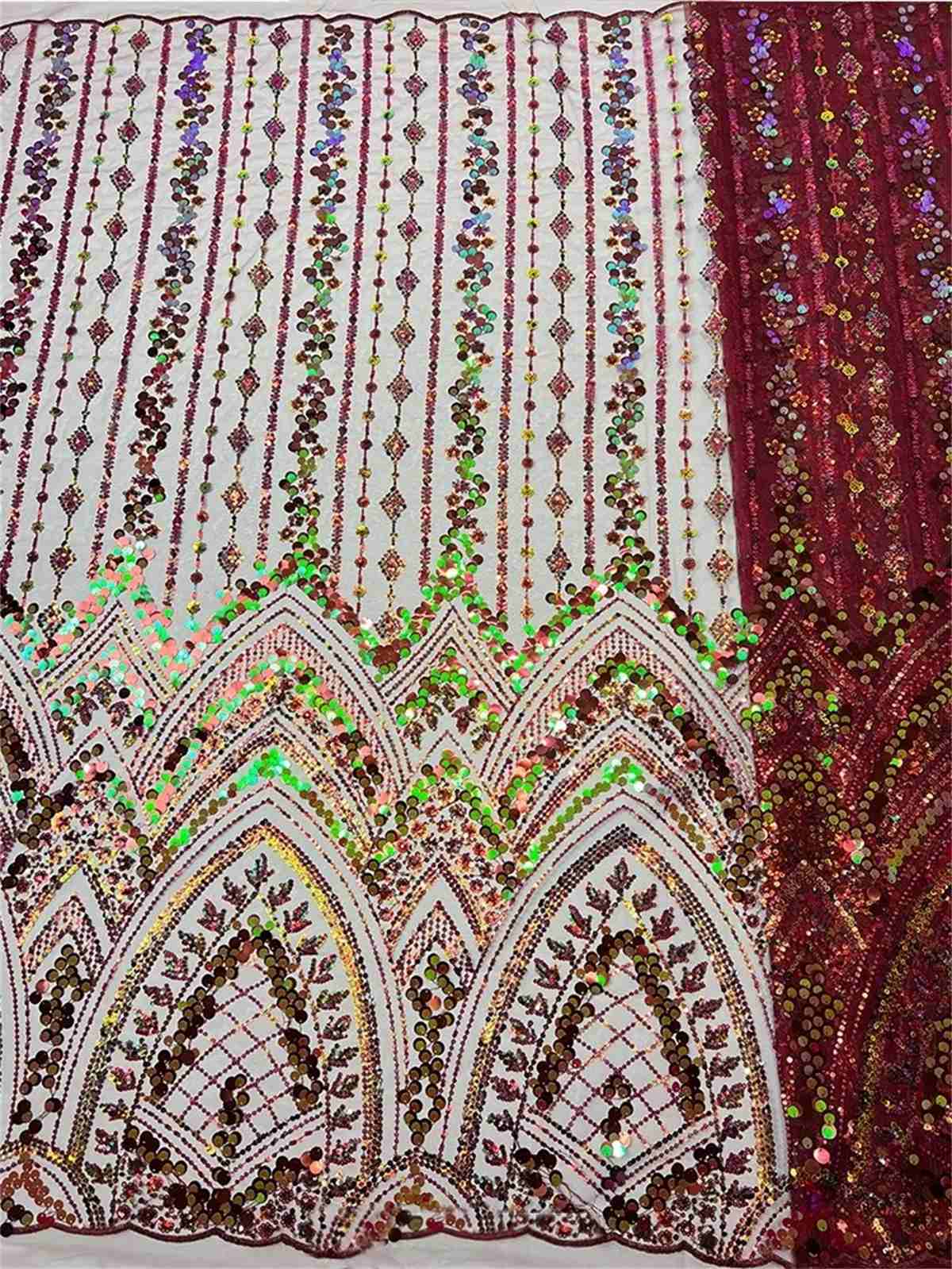 Colorful Sequin Tulle Lace Fabric | GTIN JC033