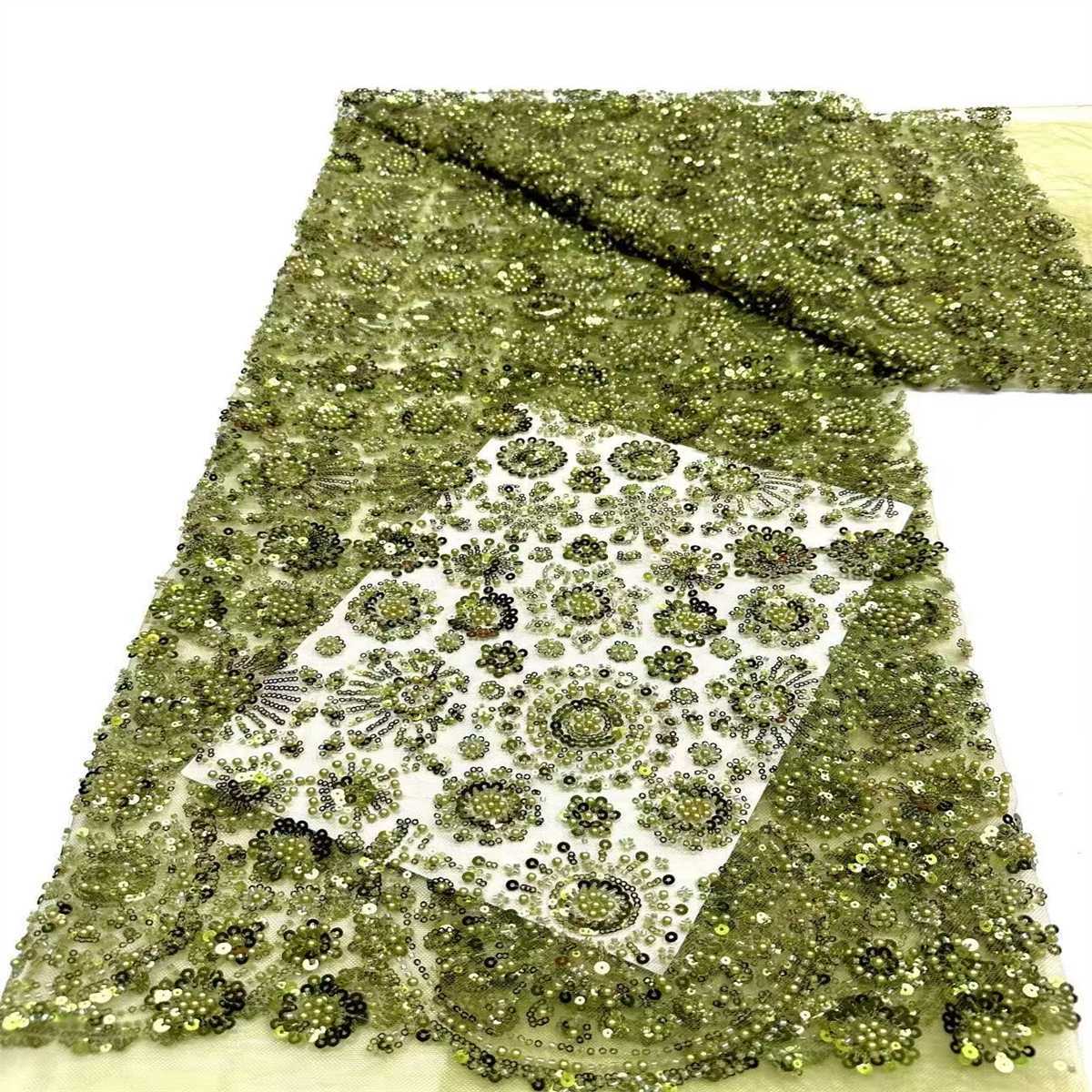 Embellished Beaded Tulle Lace Fabric with Beads | MPN HN384