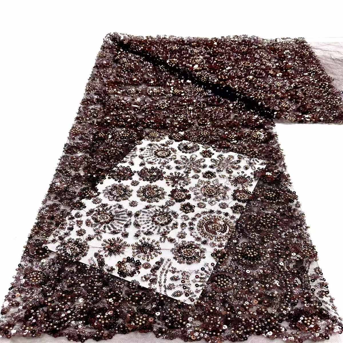 Embellished Beaded Tulle Lace Fabric with Beads | MPN HN384