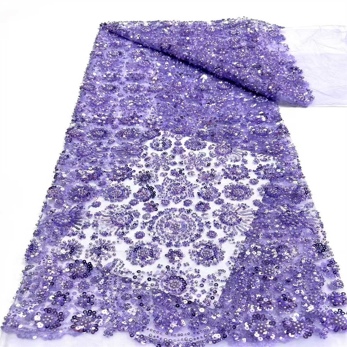 Embellished Beaded Tulle Lace Fabric with Beads | MPN HN384