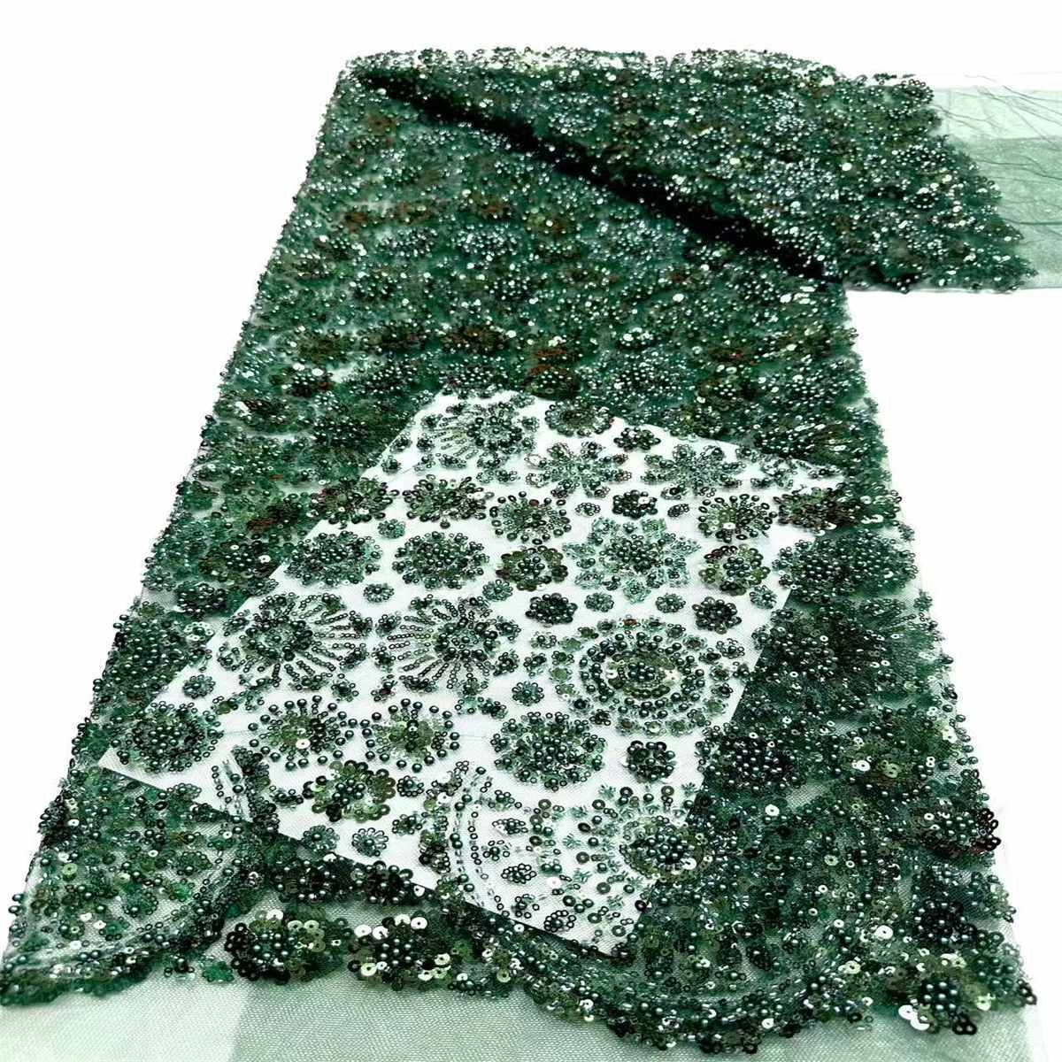 Embellished Beaded Tulle Lace Fabric with Beads | MPN HN384