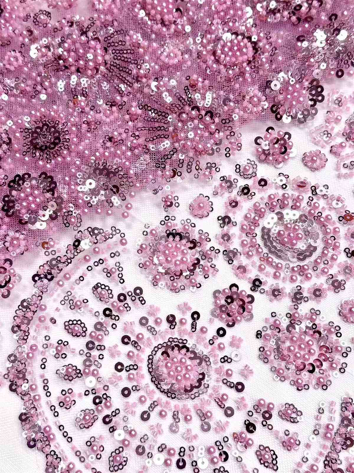 Embellished Beaded Tulle Lace Fabric with Beads | MPN HN384