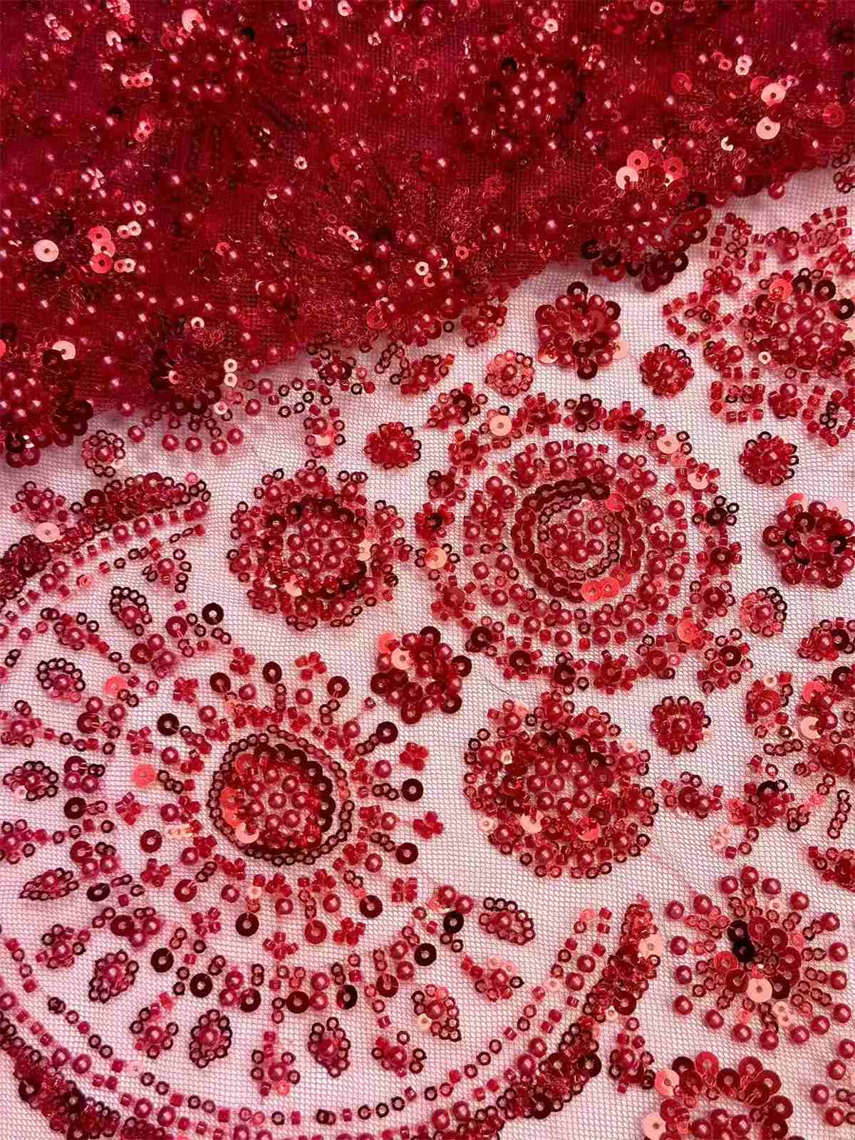 Embellished Beaded Tulle Lace Fabric with Beads | MPN HN384