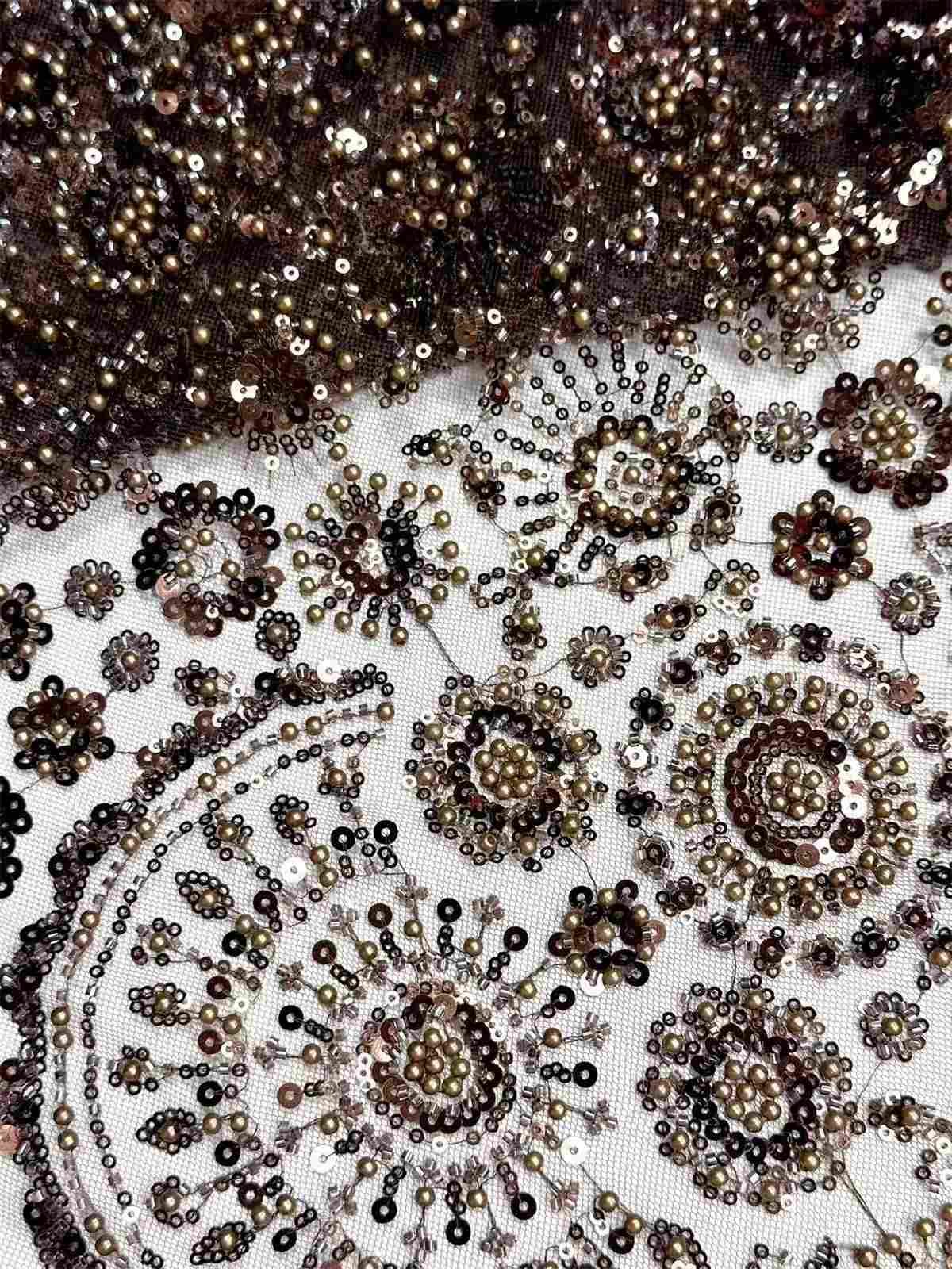 Embellished Beaded Tulle Lace Fabric with Beads | MPN HN384