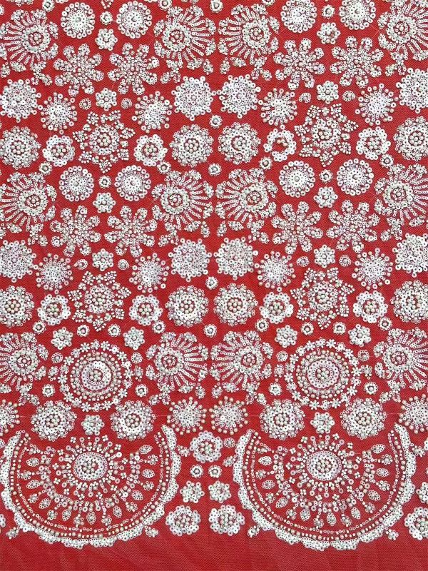 Embellished Beaded Tulle Lace Fabric with Beads | MPN HN384