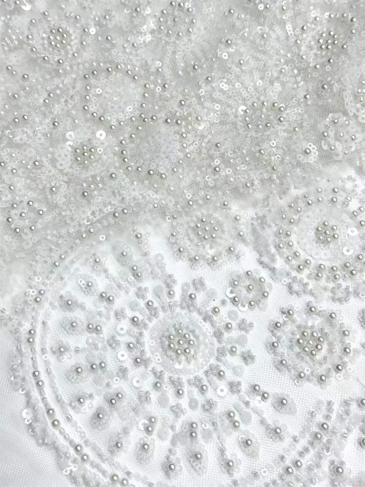 Embellished Beaded Tulle Lace Fabric with Beads | MPN HN384