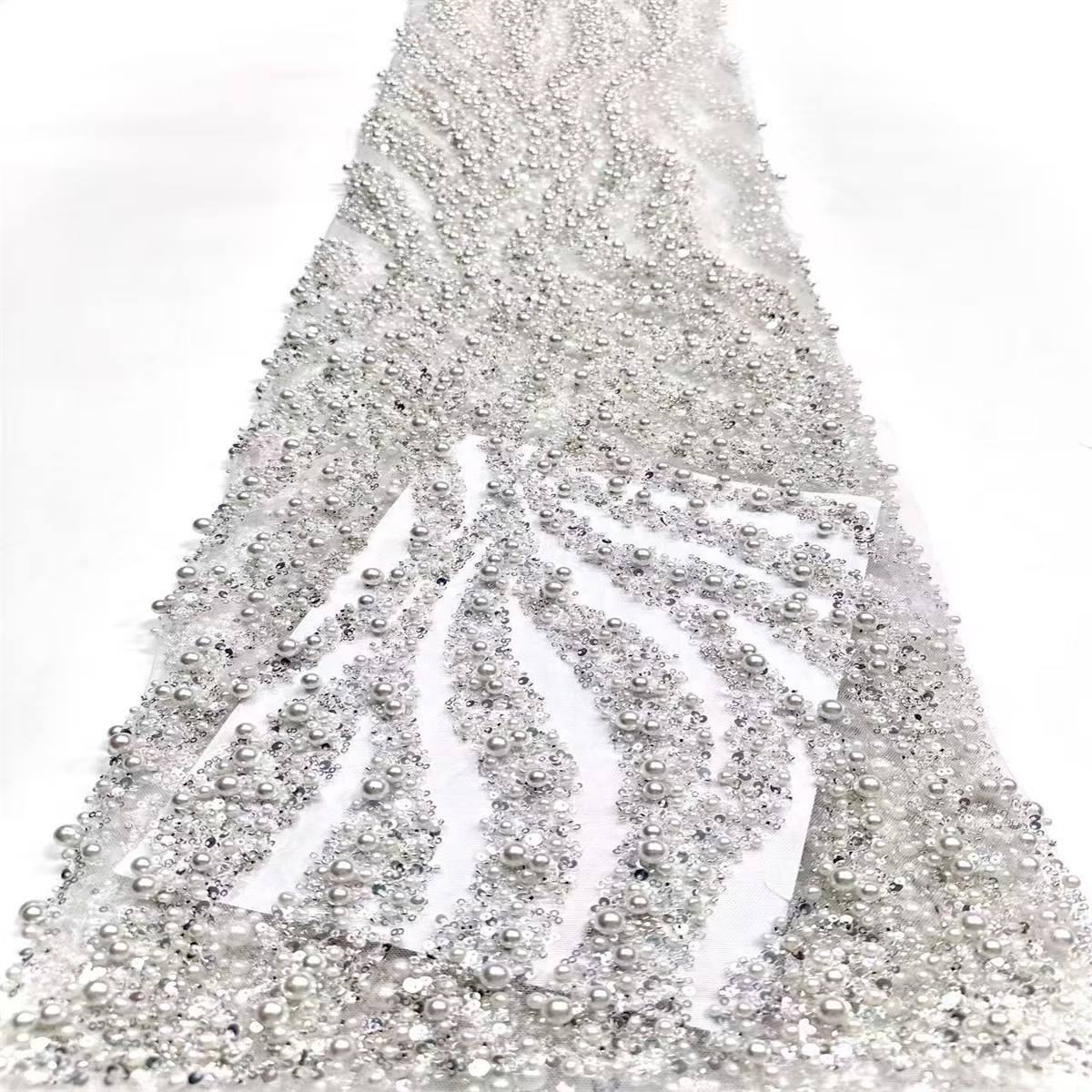 Embellished Beaded Tulle Lace Fabric with Beads | MPN HN387